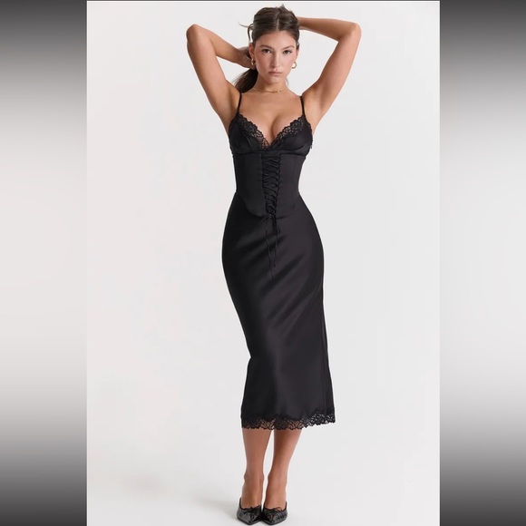 HOUSE OF CB 'Salma' Black Satin Slip Dress NWOT - Picture 5 of 9